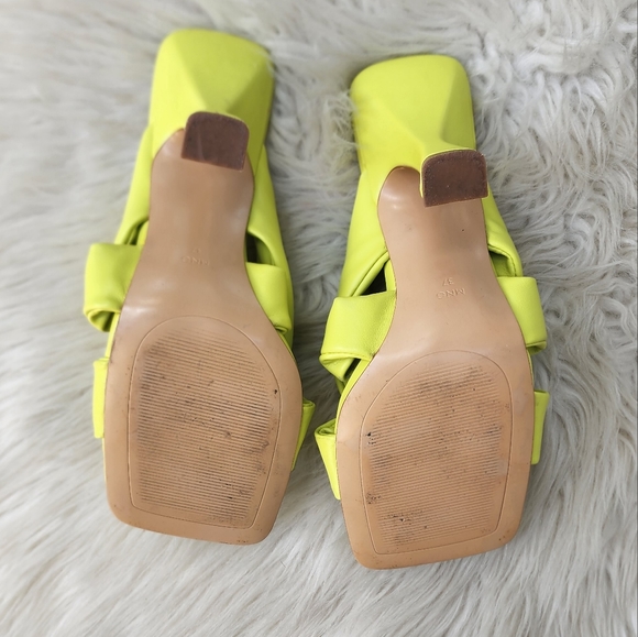 MNG Mango Square Toe Heeled Padded Mule Sandals Lime - Picture 8 of 9